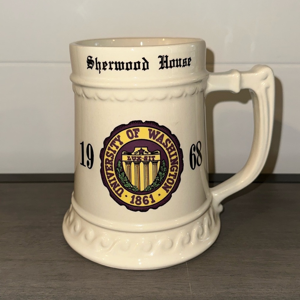 VINTAGE 1968 Oversized Beer Mug/Stein University of Washington Sherwood House